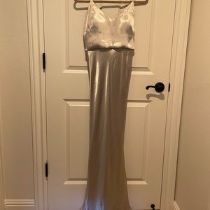 Jenny Yoo silver evening gown